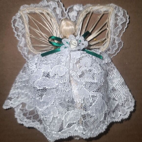 Vintage Faceless Angel Corn Silk and Lace Doll Ornament 1970s - Picture 1 of 3